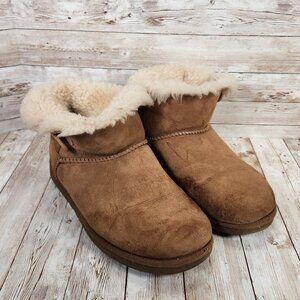 UGG Bailey Button Women's 9 Shoes Brown Tan Suede Comfort Shearling Boots 3352